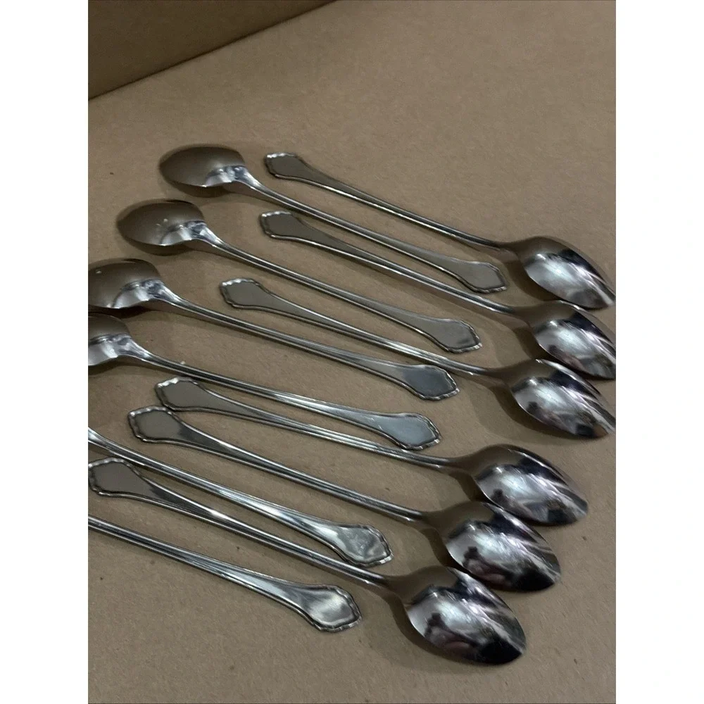 Set Of 12 Iced Teaspoons Oneida Summer Mist Autumn Glow Rogers Stainless 7 5/8